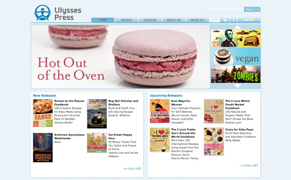 Homepage for Ulysses Press website.
