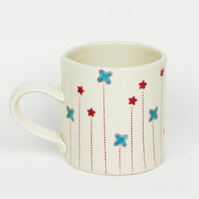 Load image into Gallery viewer, Flower Mug in Turquoise and Red (lg)