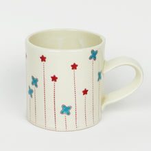 Load image into Gallery viewer, Flower Mug in Turquoise and Red (lg)