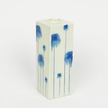 Load image into Gallery viewer, Square Bud Vase with Blue Runny Flowers (lg)