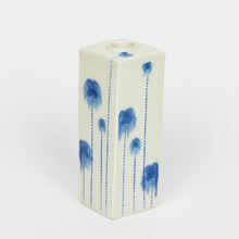 Load image into Gallery viewer, Square Bud Vase with Blue Runny Flowers (lg)