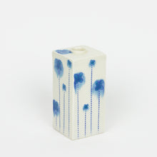 Load image into Gallery viewer, Square Bud Vase with Blue Runny Flowers (Md)