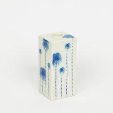 Load image into Gallery viewer, Square Bud Vase with Blue Runny Flowers (Md)