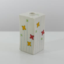 Load image into Gallery viewer, Square Bud Vase with Flowers in Yellow, Chartreuse and Red (med)
