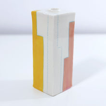 Load image into Gallery viewer, Square Bud Vase City Color Blocking in Pink and Yellow (lg)