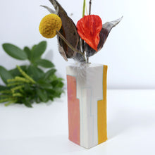 Load image into Gallery viewer, Square Bud Vase City Color Blocking in Pink and Yellow (lg)