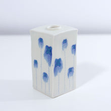Load image into Gallery viewer, Square Bud Vase with Flowers in Blue (Md)
