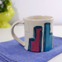 Load image into Gallery viewer, Basquiat Mug in Turquoise, Red and Teal (lg)