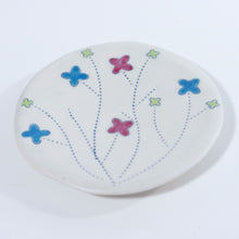 Load image into Gallery viewer, Cupcake Plate with Flower Tree in Turquoise, Red and Chartreuse