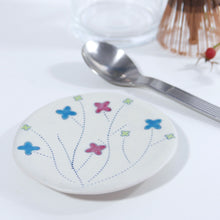 Load image into Gallery viewer, Cupcake Plate with Flower Tree in Turquoise, Red and Chartreuse