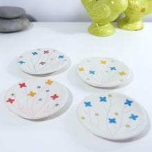 Load image into Gallery viewer, Cupcake Plate with Flower Tree in Yellow, Light Red and Turquoise