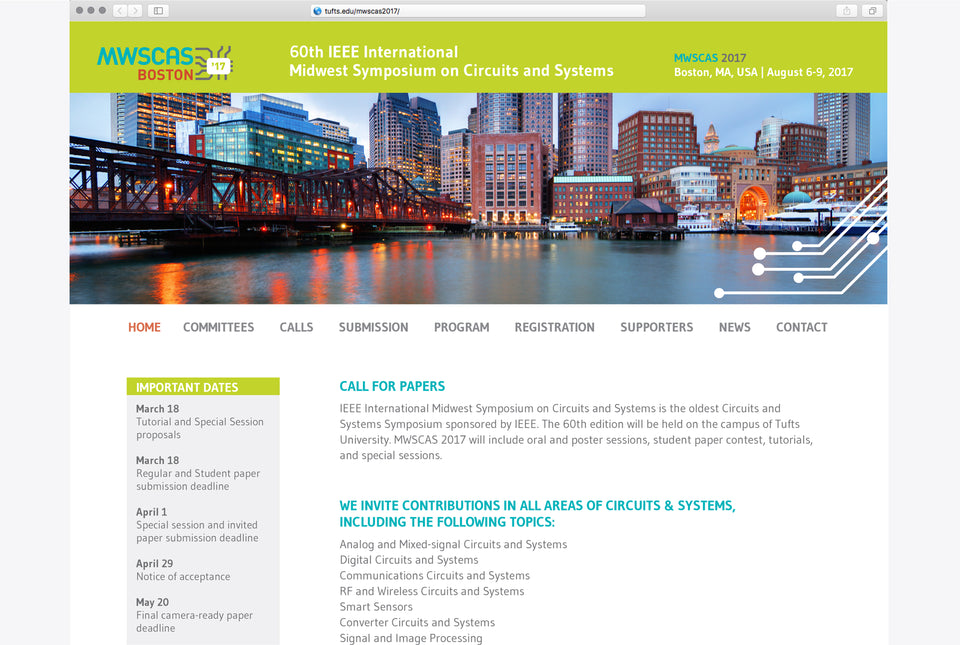 Microsite landing page tech design option for MWSCAS conference.