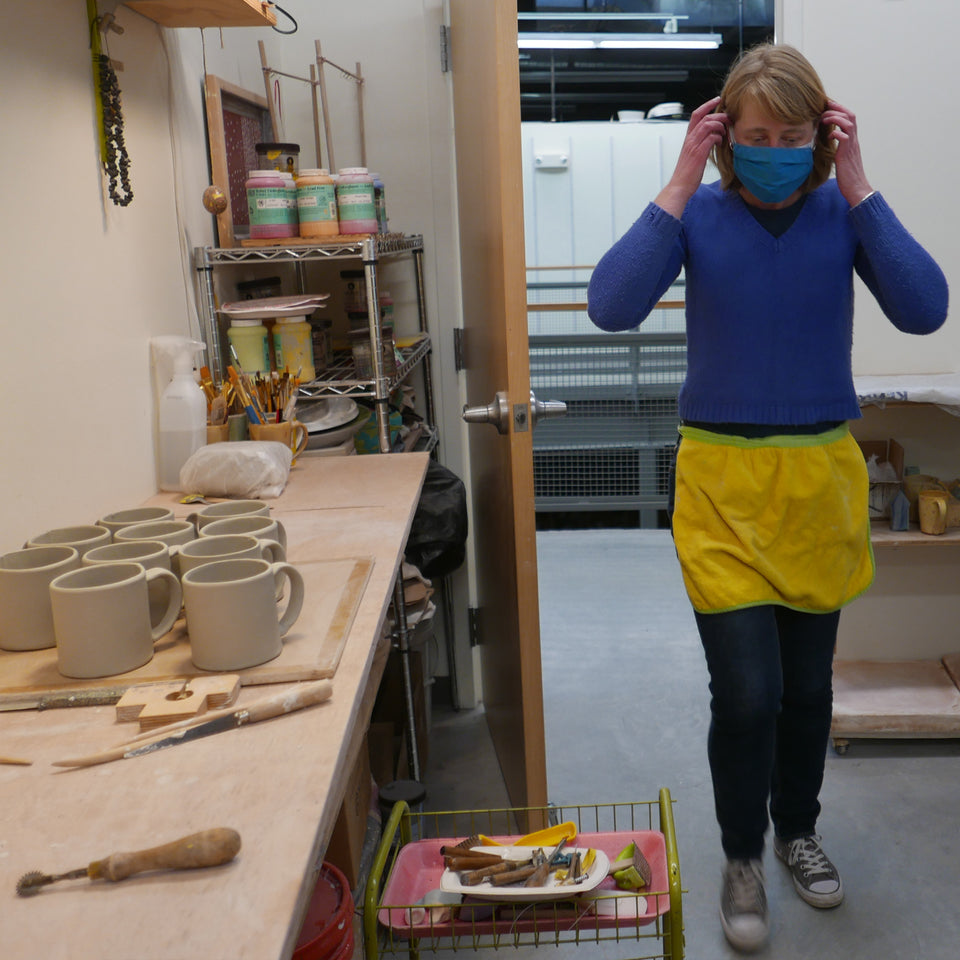 Chloe Marr-Fuller, in the studio at Mudflat Pottery Studio.