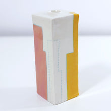 Load image into Gallery viewer, Square Bud Vase City Color Blocking in Pink and Yellow (lg)
