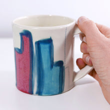 Load image into Gallery viewer, Basquiat Mug in Turquoise, Red and Teal (lg)
