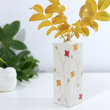 Load image into Gallery viewer, Square Bud Vase Flower Tree in Light Red, Yellow and Chartruse (lg)
