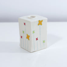 Load image into Gallery viewer, Square Spring Flowers Bud Vase in Yellow, Red and Chartreuse (sm)
