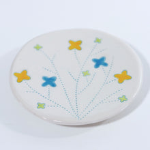 Load image into Gallery viewer, Cupcake Plate with Flower Tree in Yellow, Turquoise and Chartruse
